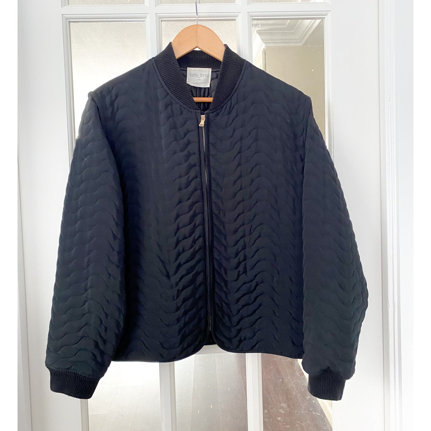 Forte_Forte Black Crepe De Chine Quilted Jacket, size "0" (fits XS/S)