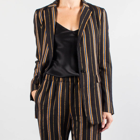 Forte.Forte Striped Blazer in Black/Gold/Blue, size "0" (XS)