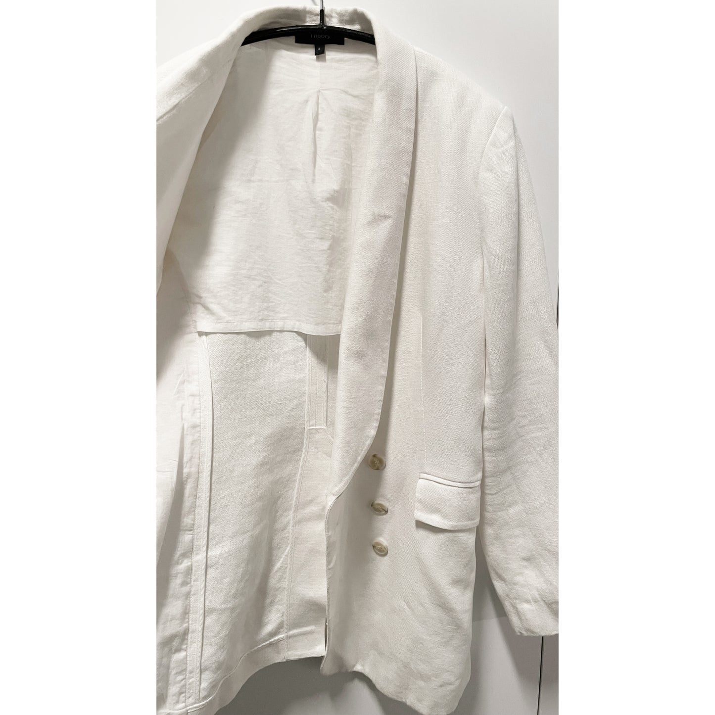 Theory White Linen Shawl Collar Blazer, taille 6 * modifié *