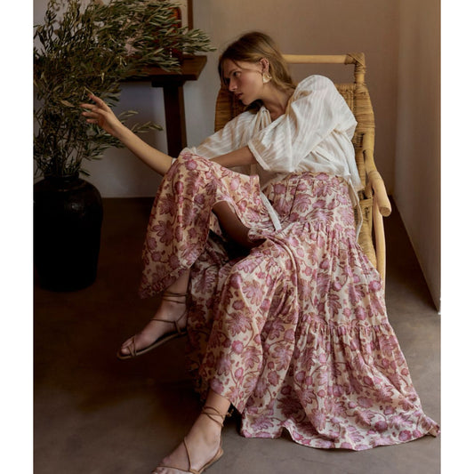 Wiggy Kit "Peasant" Skirt in Pink/Peach "Camarague" Print, size Large