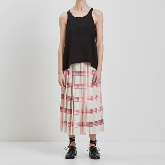 Sara Lanzi Red & Beige Checked Skirt, size Medium (fits S/M)