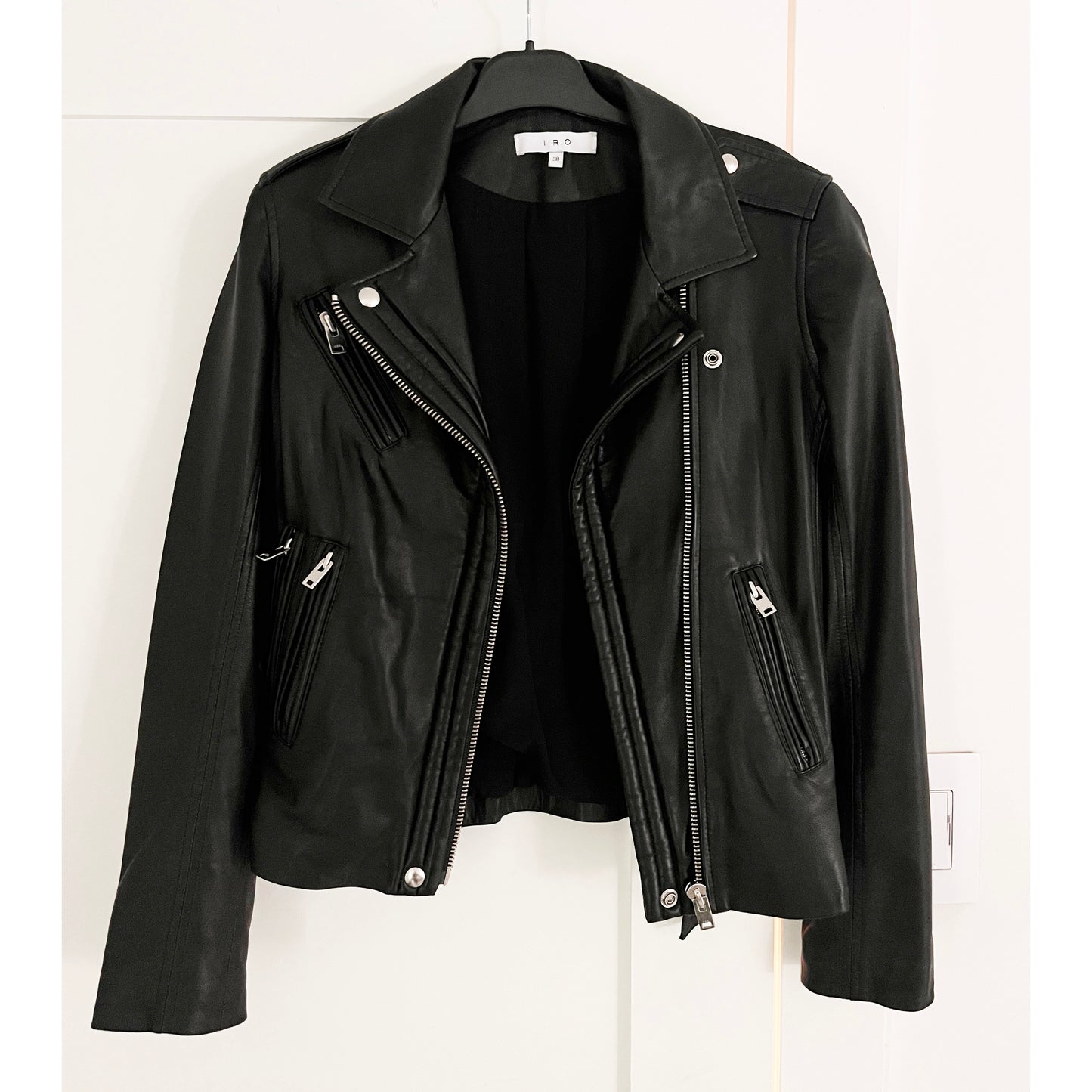 IRO "Han" Leather Jacket in Black, size 38 (fits like size small)