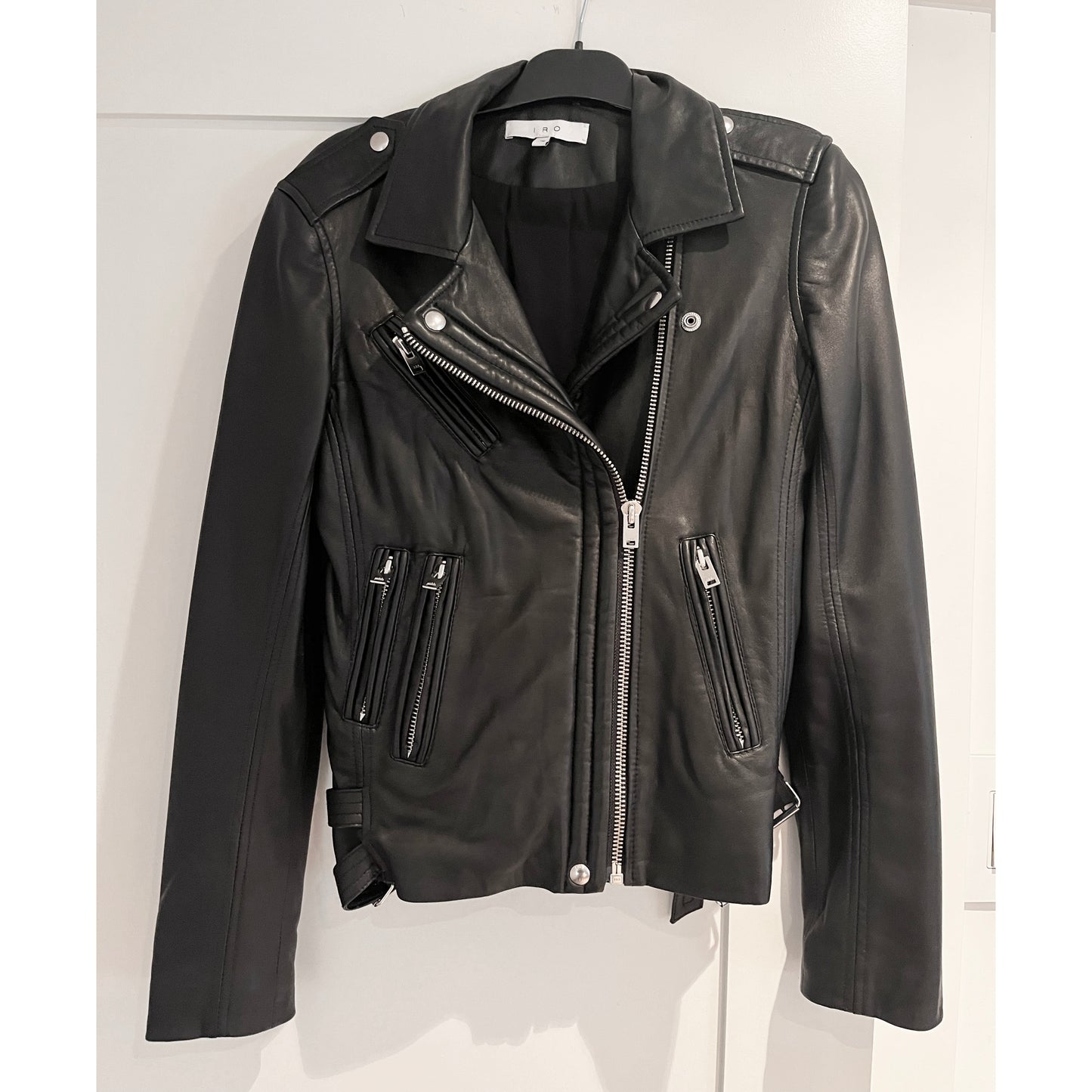 IRO "Han" Leather Jacket in Black, size 38 (fits like size small)