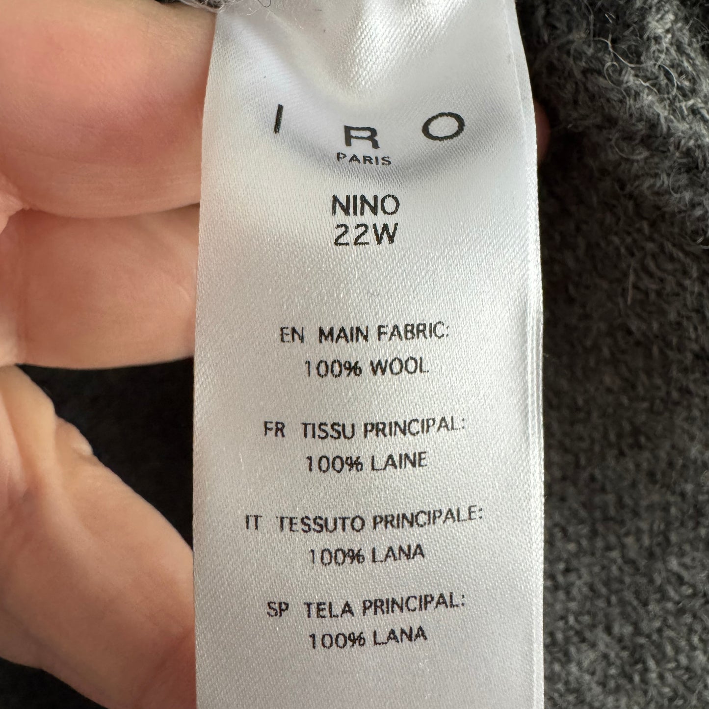 IRO "Nino" Sweater in Grey, size Small