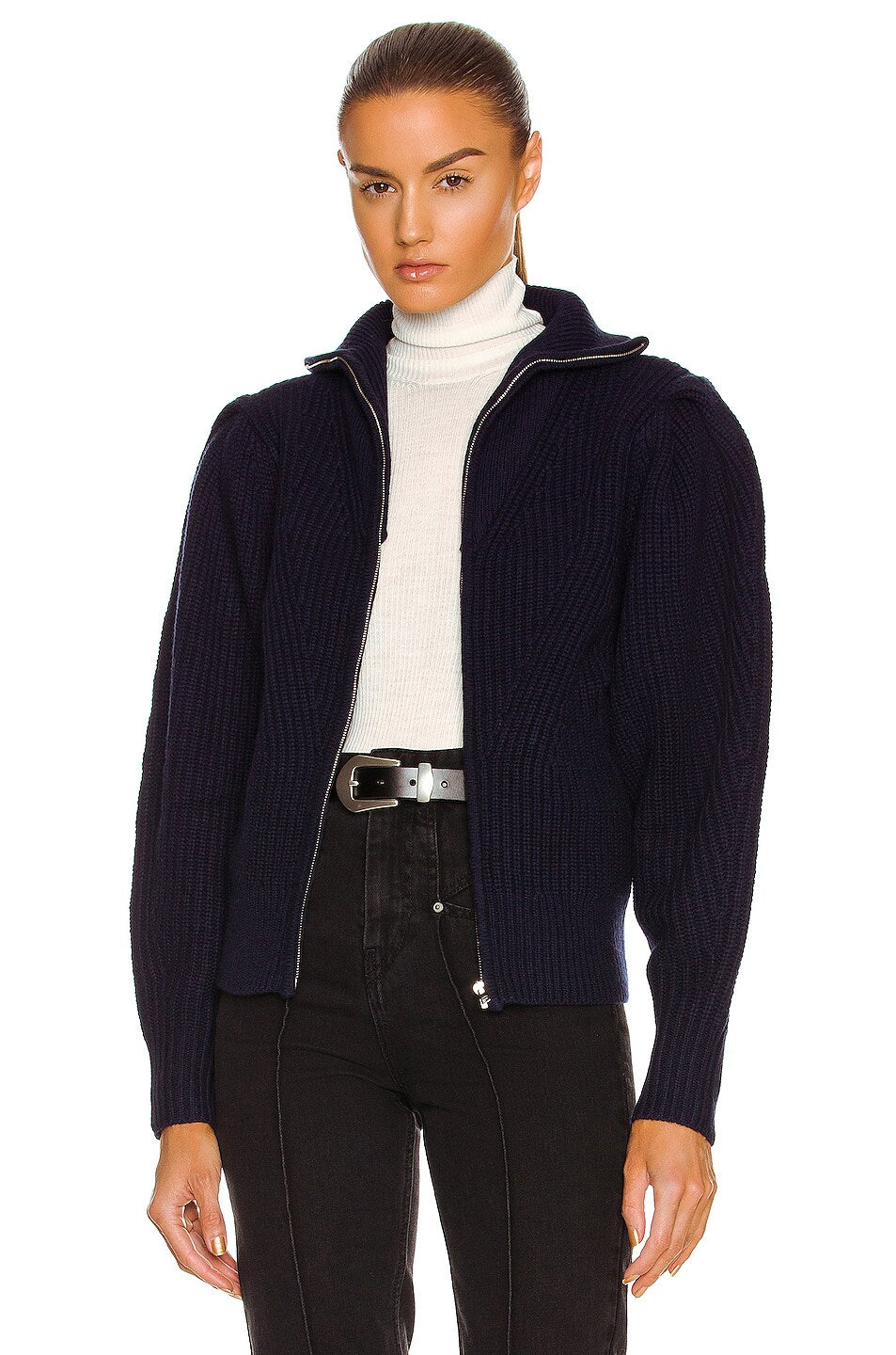 Isabel Marant "Abby" Zip-Front Cardigan in Navy, size 36