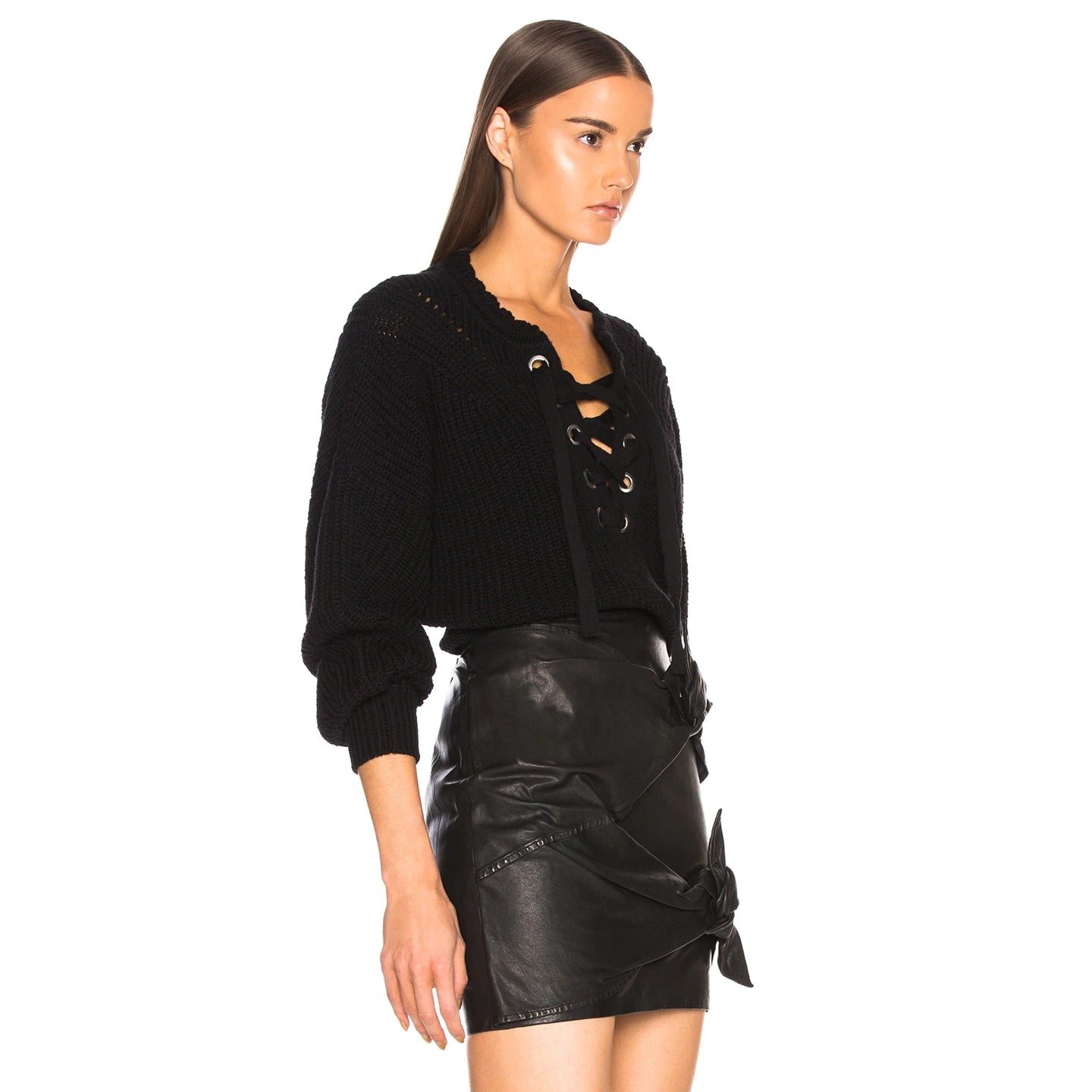 Isabel Marant "Laley" Lace up Front Sweater in Black, size 36 (fits like an XS/S)