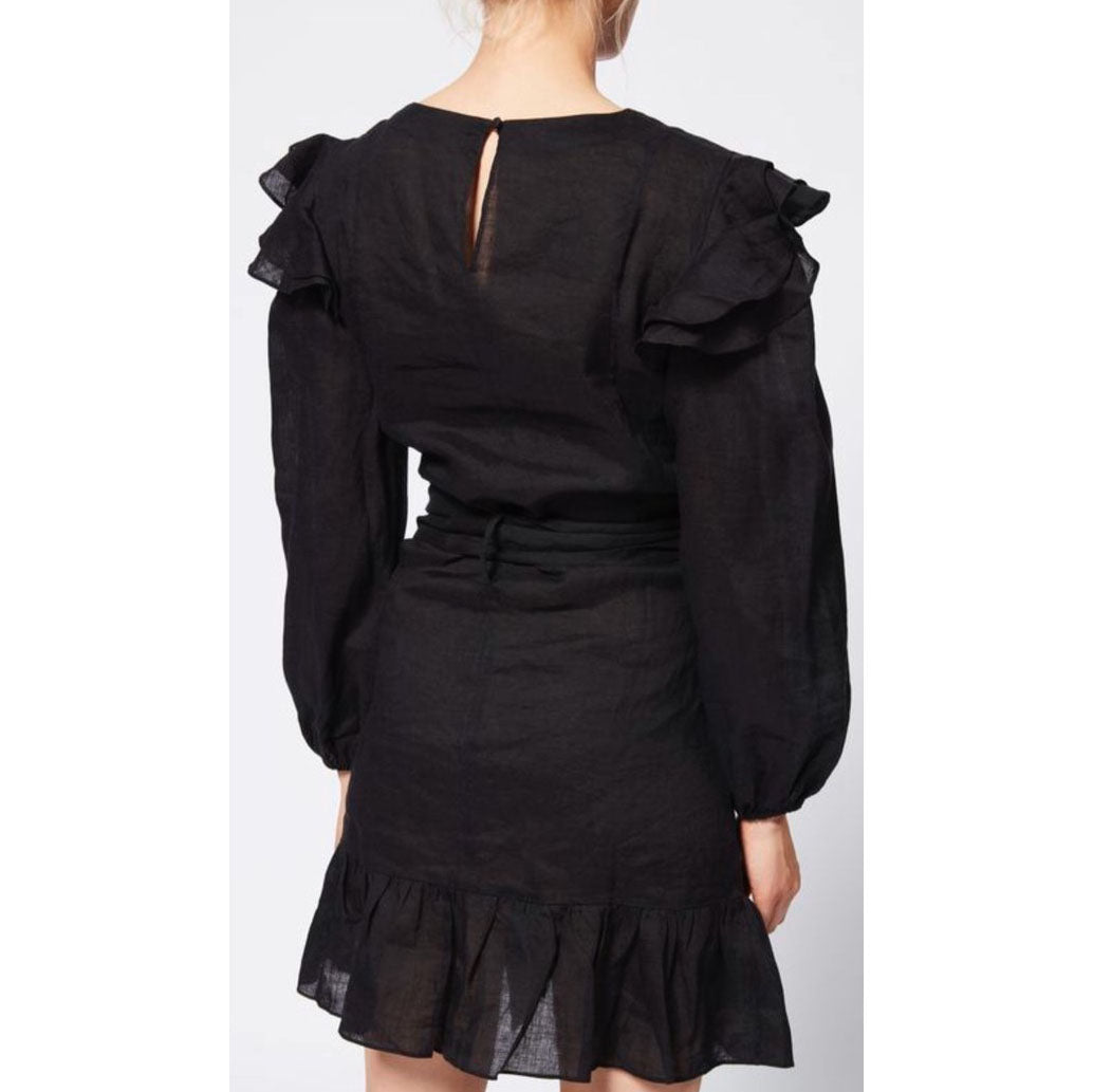 Isabel Marant Etoile "Telicia" Black Linen Wrap Dress, size 38 (fits like a size 4) Isabel Marant Etoile "Telicia" Black Linen Wrap Dress, size 38 (fits like a size 4)