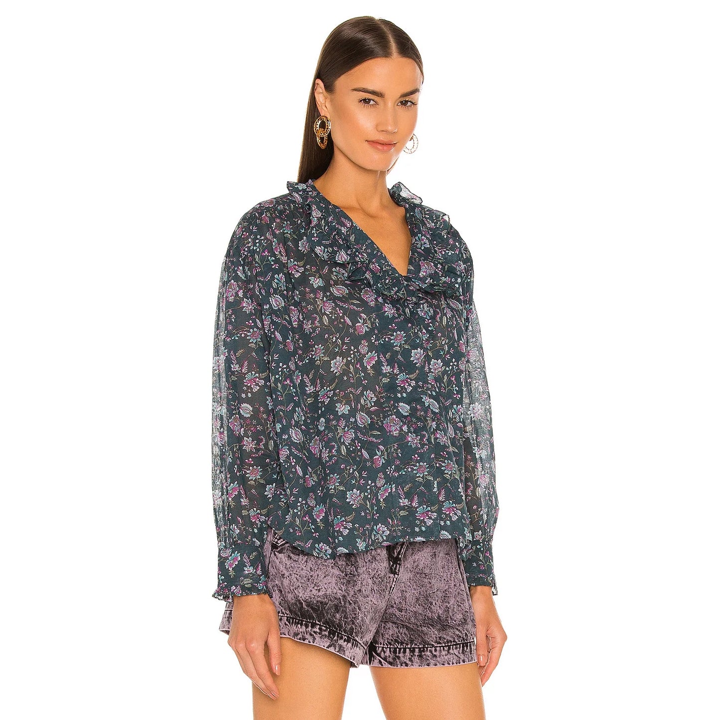Isabel Marant Etoile "Pamias" Cotton Blouse in Dark Green, size 34