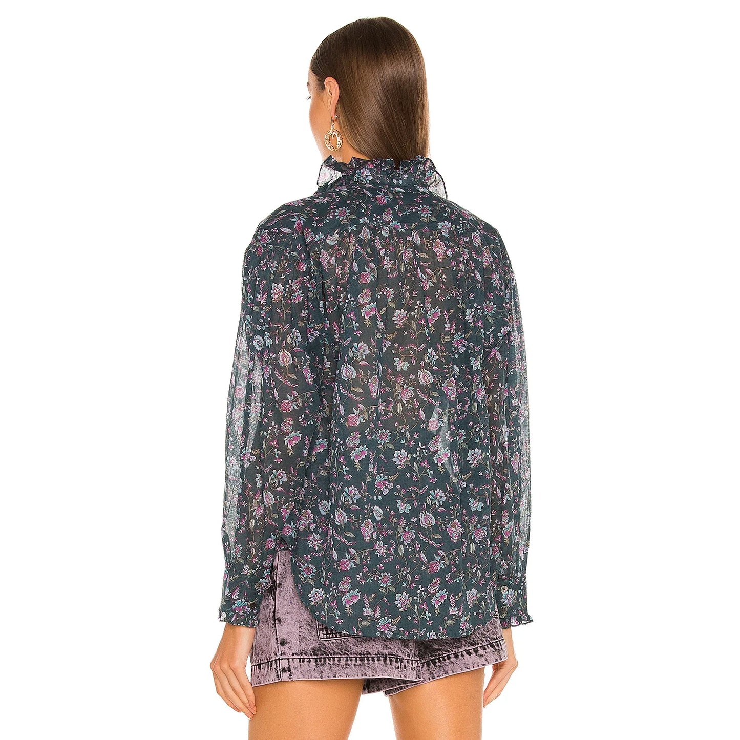 Isabel Marant Etoile "Pamias" Cotton Blouse in Dark Green, size 34