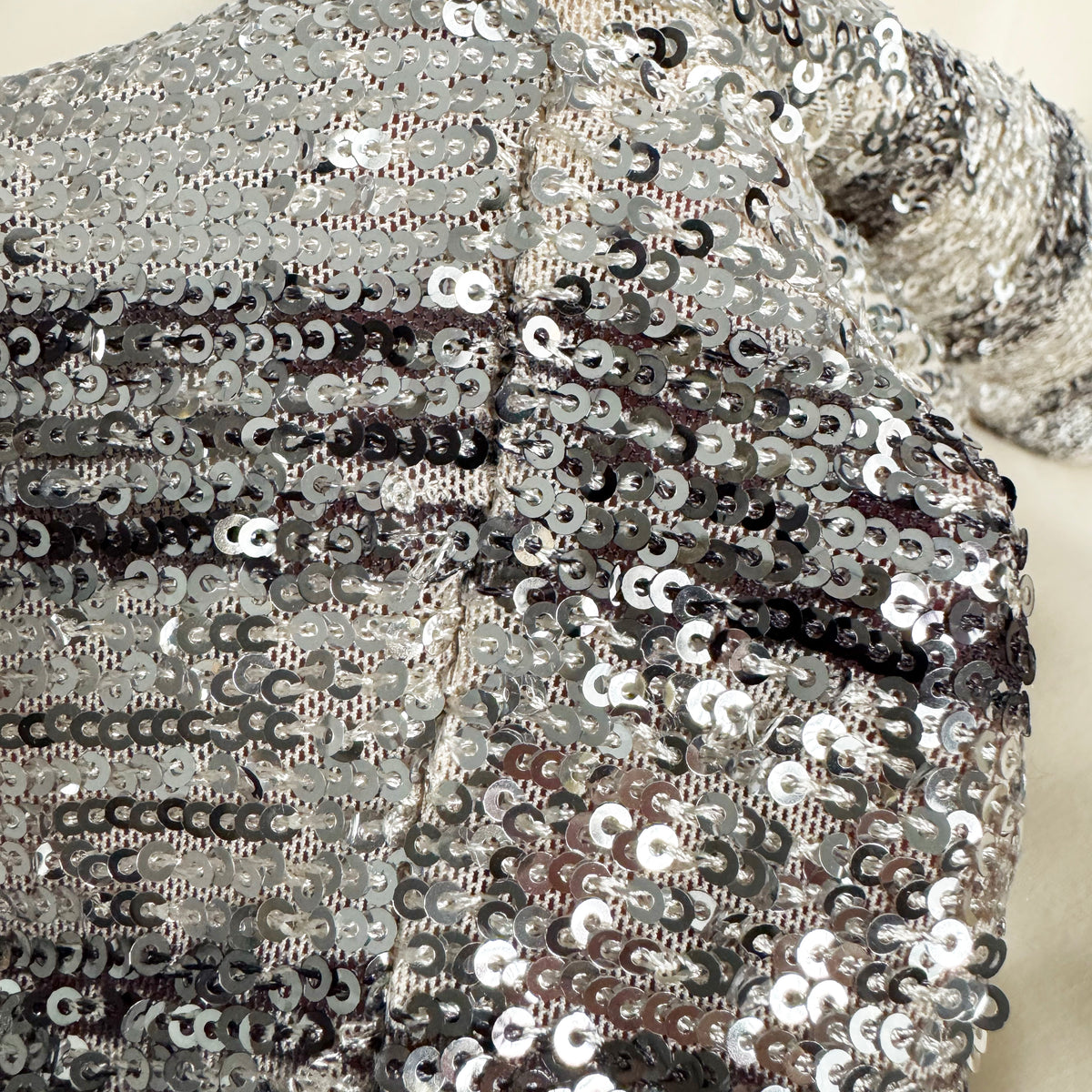 IN THE MOOD FOR LOVE "Carita" Striped Sequin Top in Silver, size XS