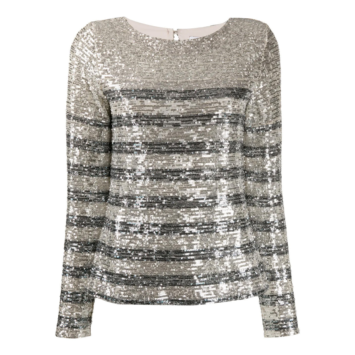 IN THE MOOD FOR LOVE "Carita" Striped Sequin Top in Silver, size XS