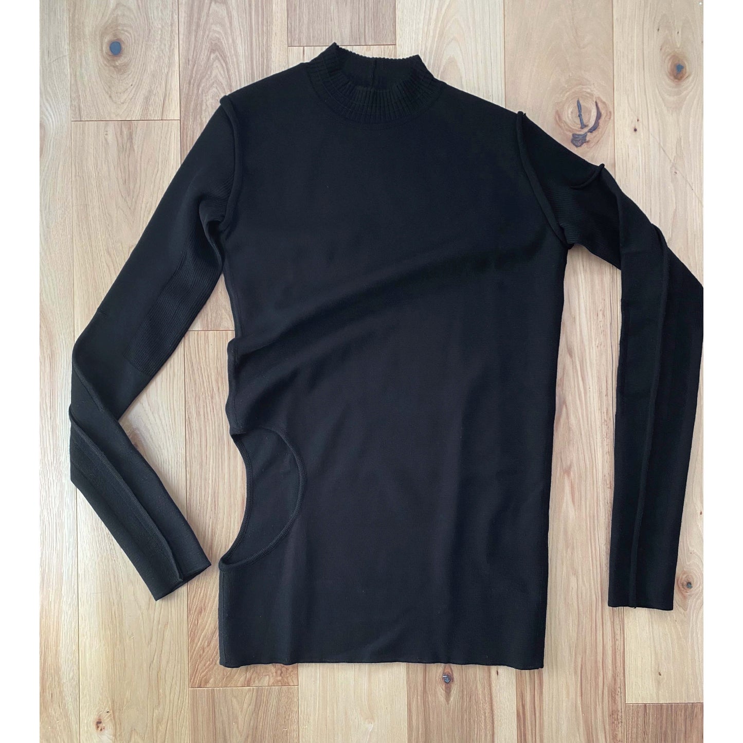 Rick Owens Black Knit avec découpe sur les hanches, taille petite