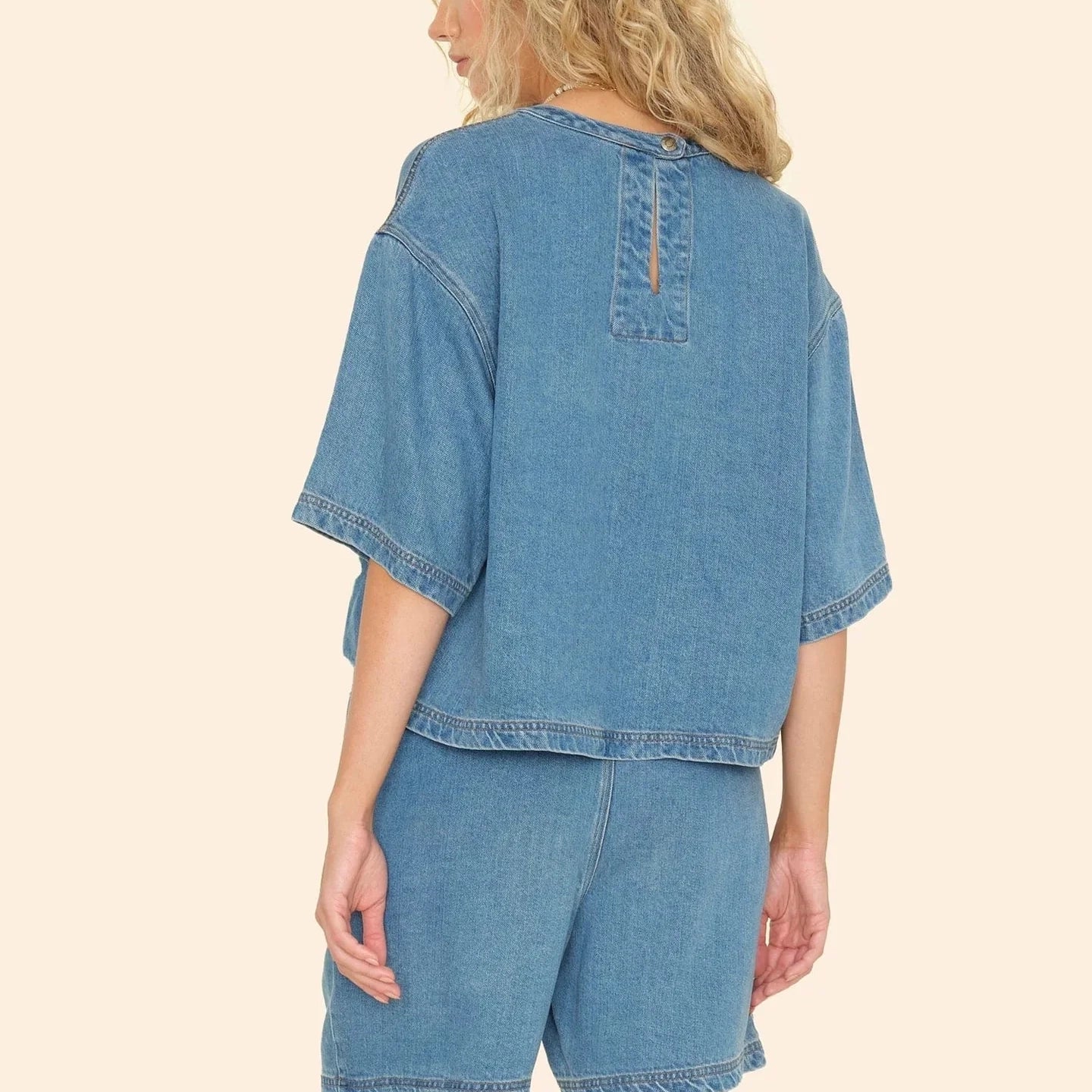 Xirena "Austin" Denim Top in Blue, size Medium