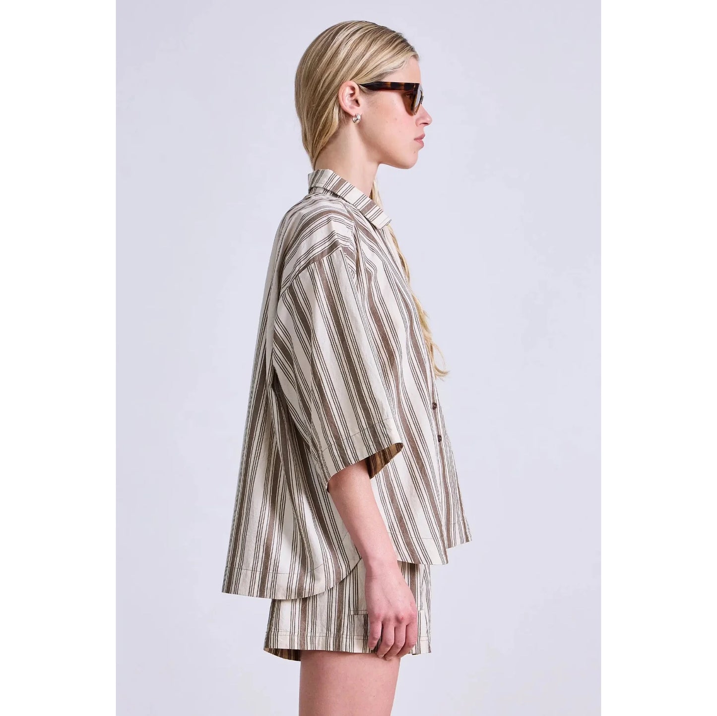 Apiece Apart Striped Shirt and Shorts Set, size Small