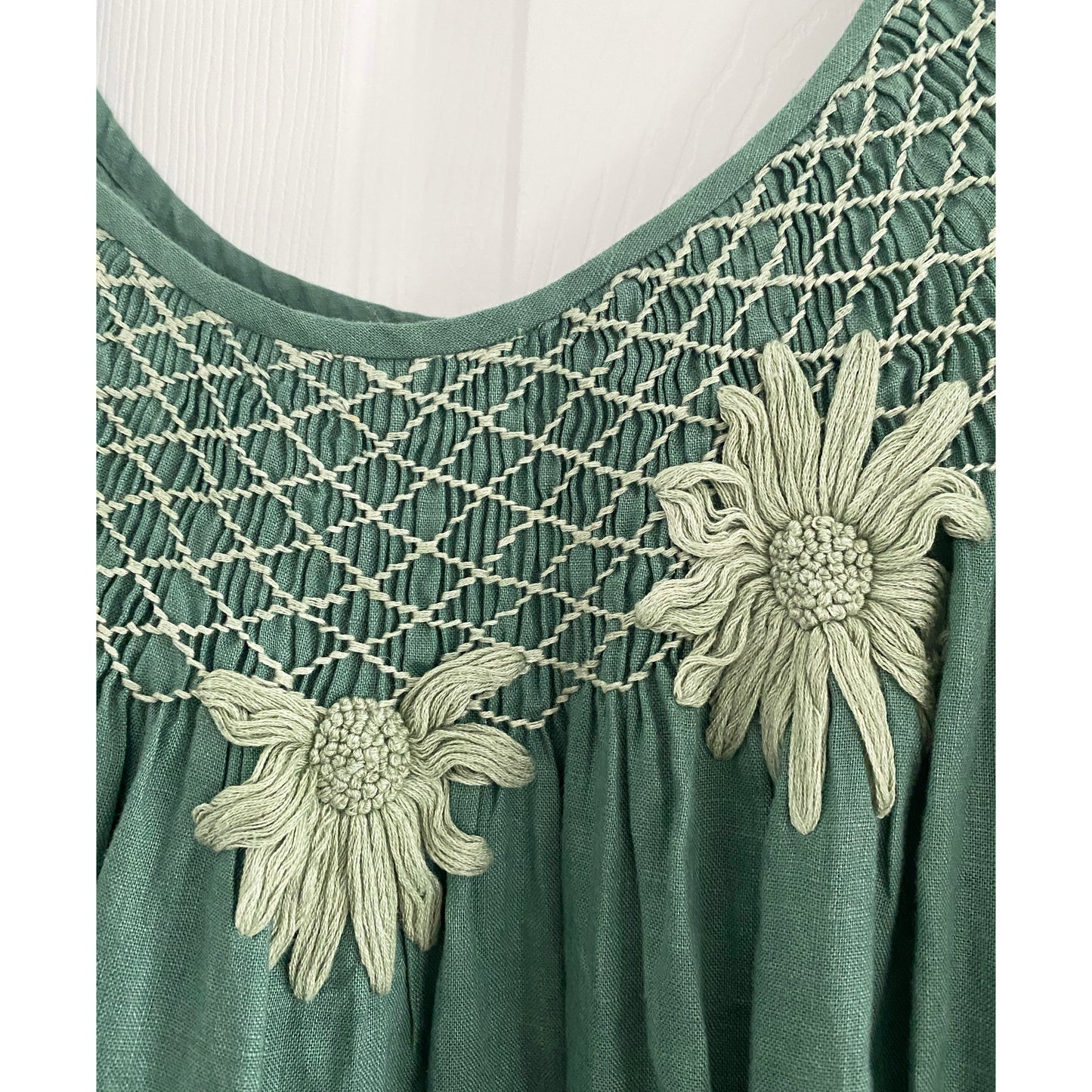 Innika Choo Green Mini Smock Embroidered Dress, One size only (good for S-M)