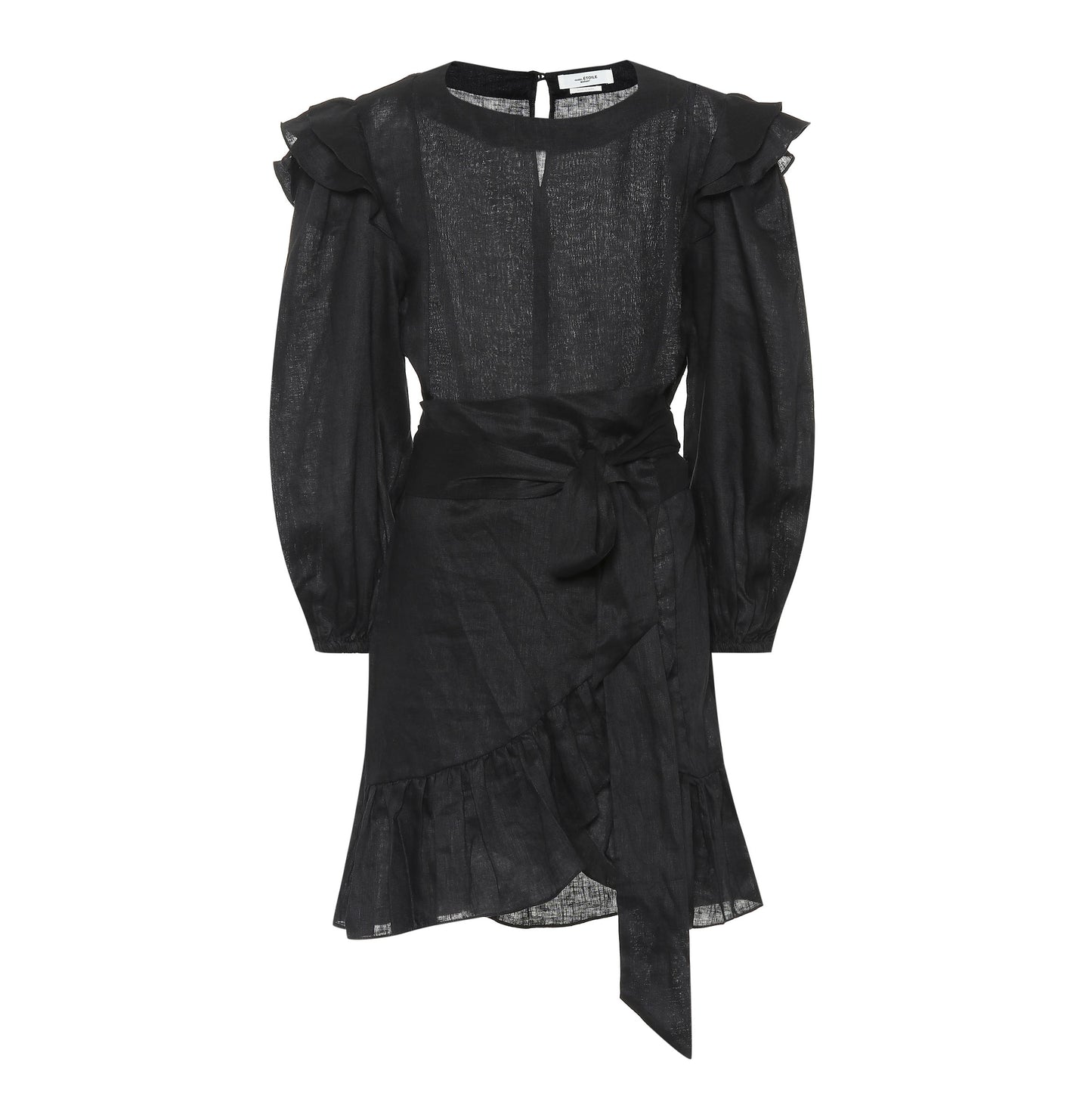 Isabel Marant Etoile "Telicia" Black Linen Wrap Dress, size 38 (fits like a size 4)