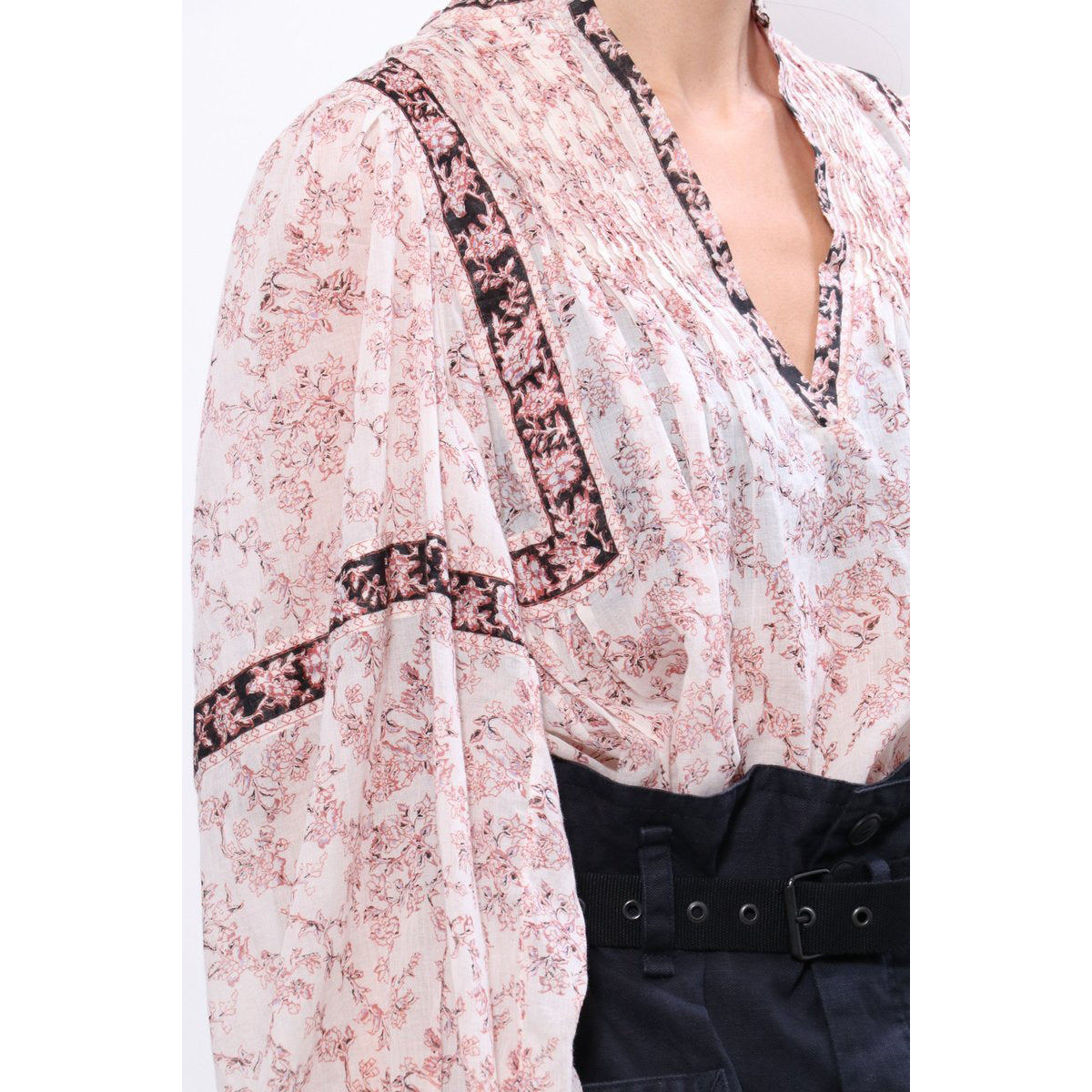 Isabel Marant Etoile "Violette" Printed Top in Pink/Ecru, size 36 (fits S-M)