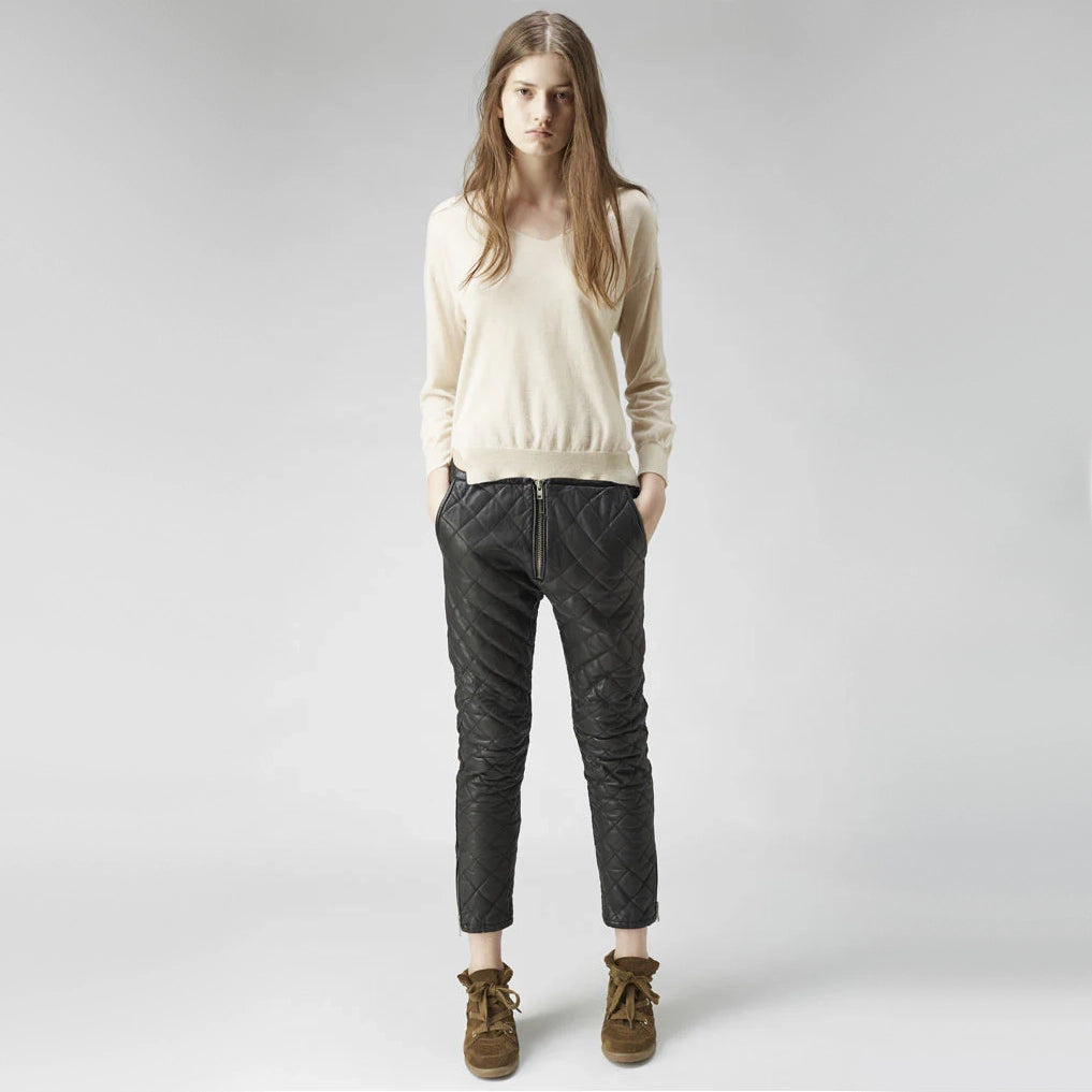 Isabel Marant "Broson" Quilted leather pants in Black, size 40 (fits like size small)