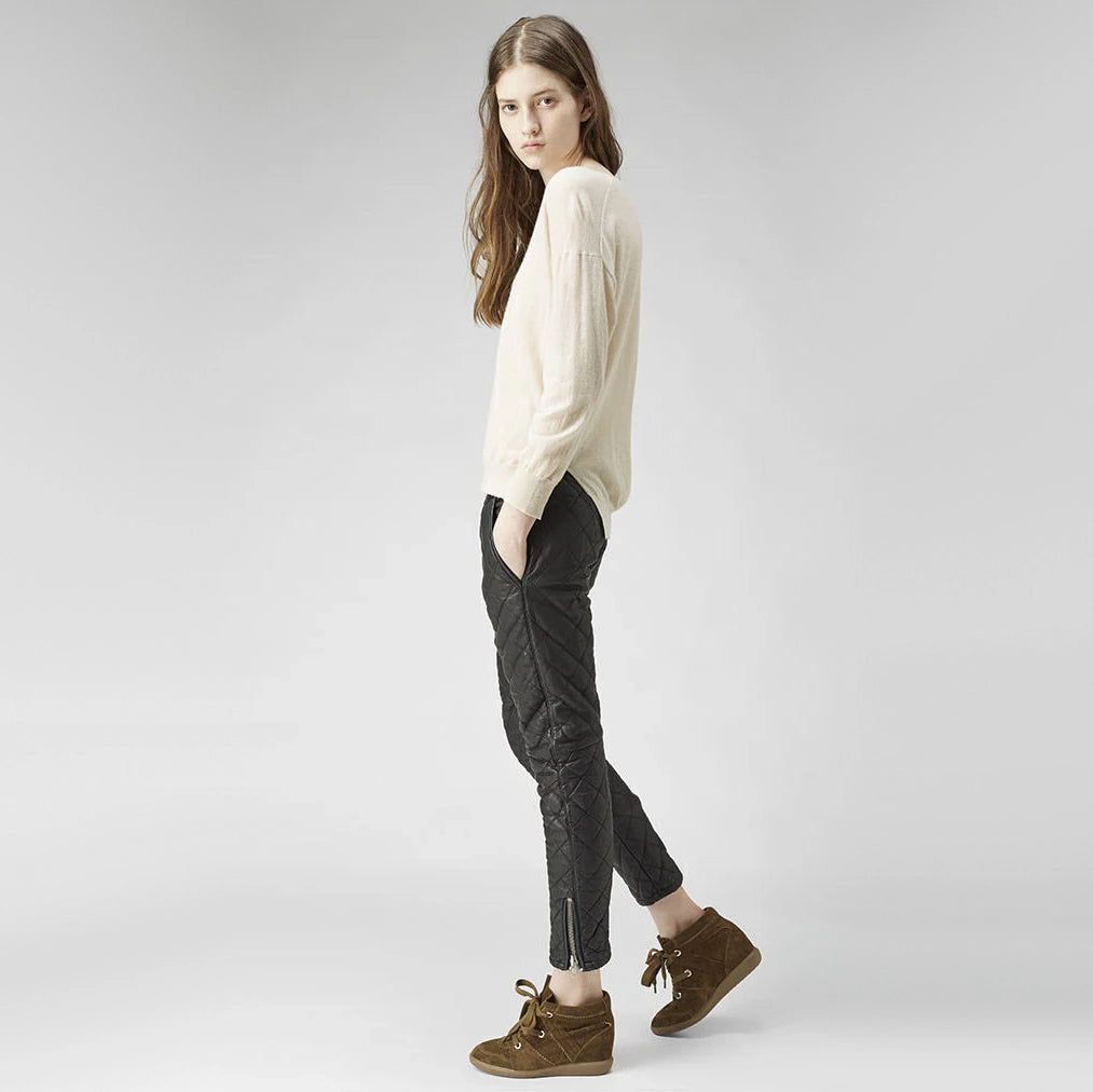 Isabel Marant "Broson" Quilted leather pants in Black, size 40 (fits like size small)