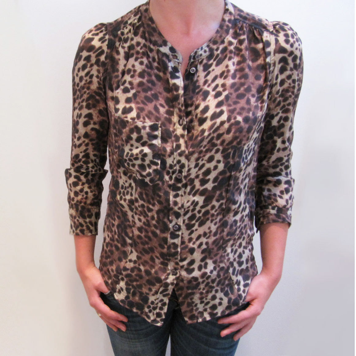 Isabel Marant Etoile "Jemet" Leopard Print Top, size "0" (XS)