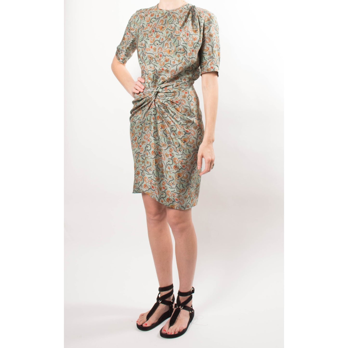Isabel Marant "Rehora" Printed Green Silk Dress, size 42 (fits size 8)