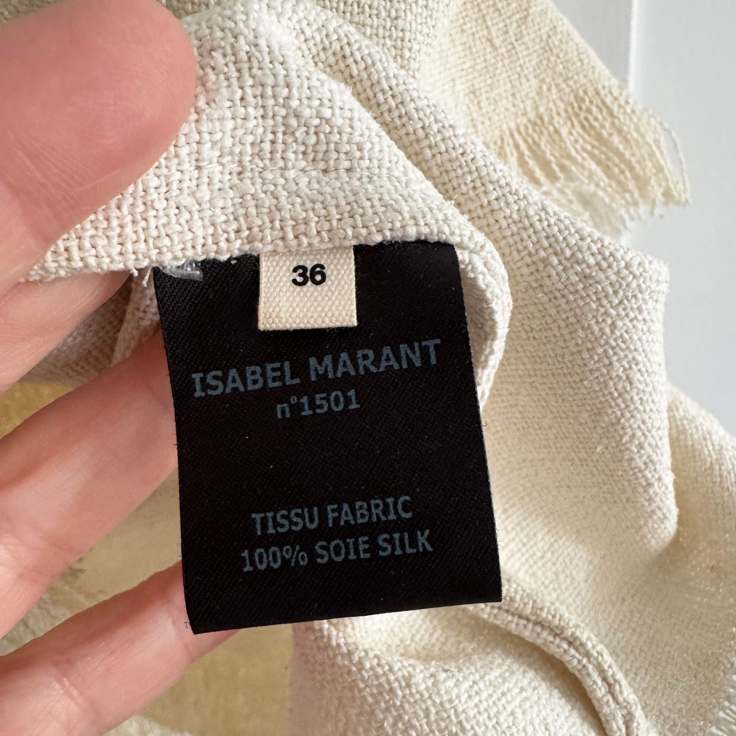 Isabel Marant Etoile Ivory Silk Dress w Fringe Trim, size 36