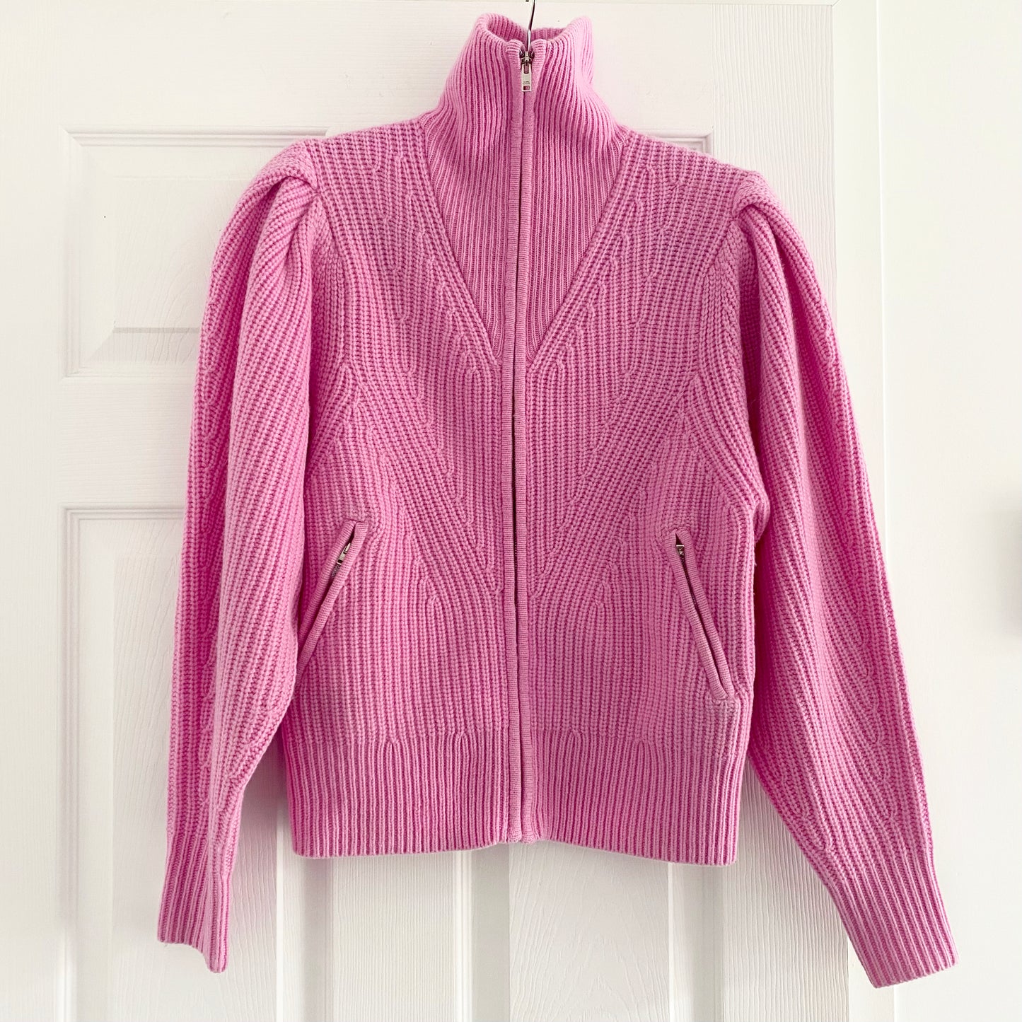 Isabel Marant "Abby" Zip-Front Cardigan in Pink, size 36