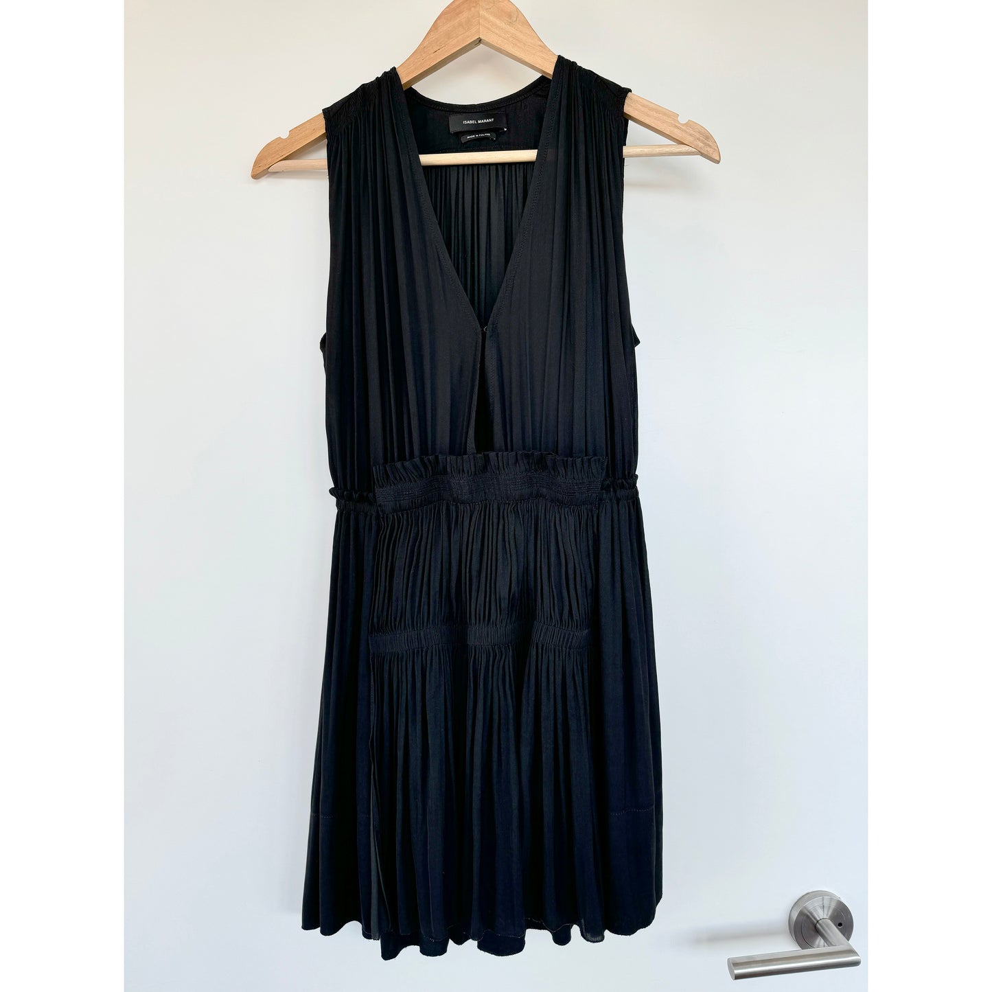 Isabel Marant Gathered Mini Dress in Black, size 36 (size 2)