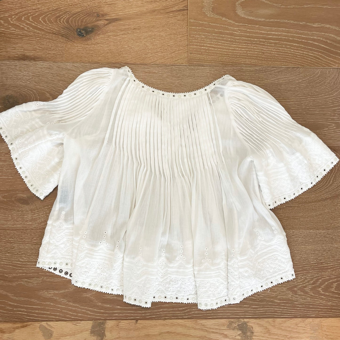 Isabel Marant "Alexia" Embroidered Top in White, size 38 (size small)