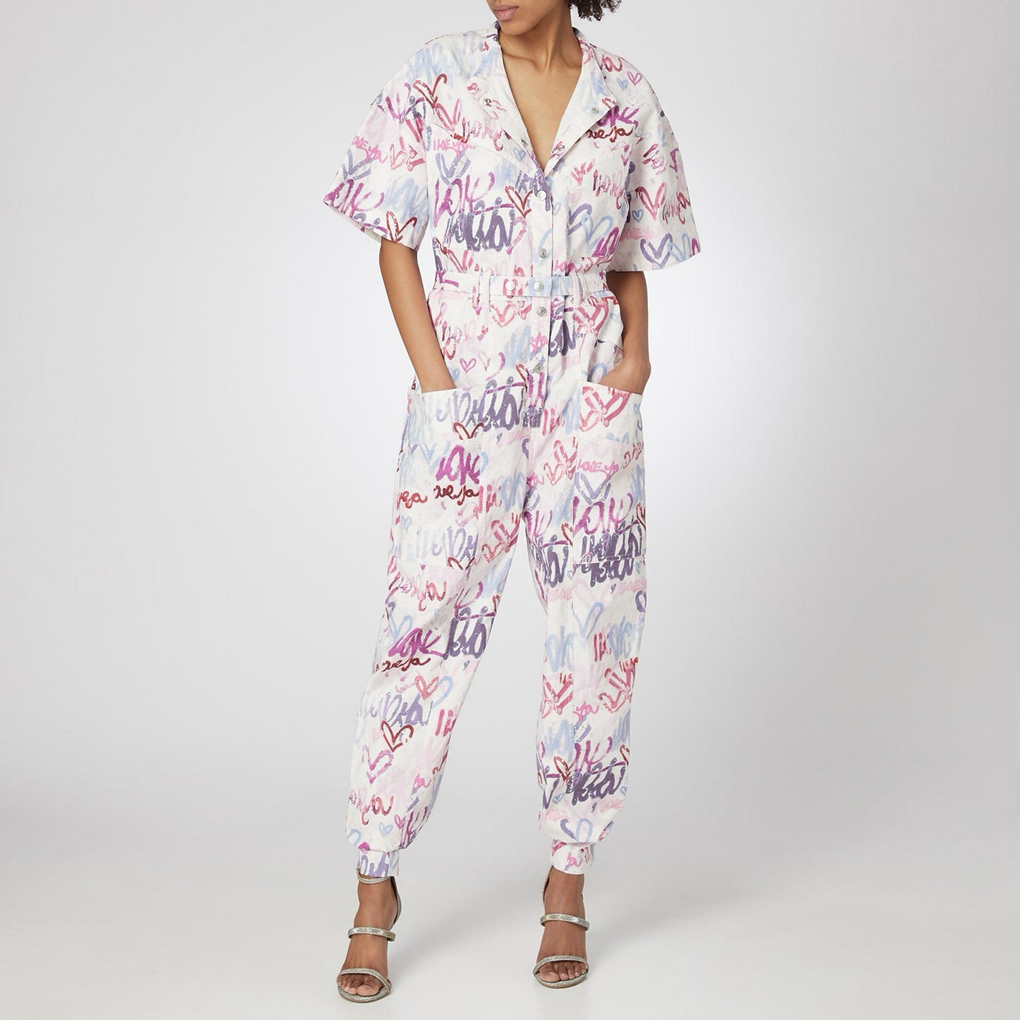 Isabel Marant "Etundra" Graffiti Printed Jumpsuit, size 34