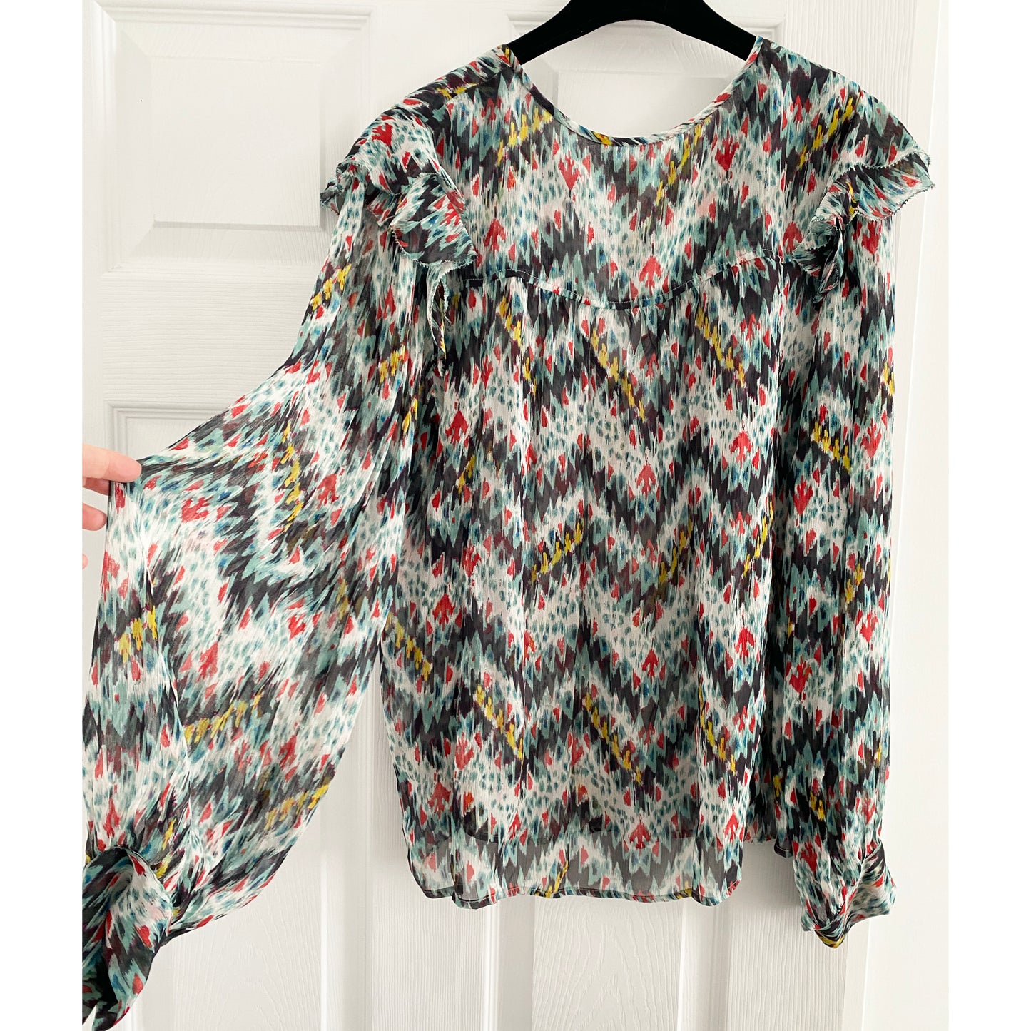 Isabel Marant Etoile "Enfield" Printed Silk Long Sleeve blouse, size 44 (fits size 10/12)