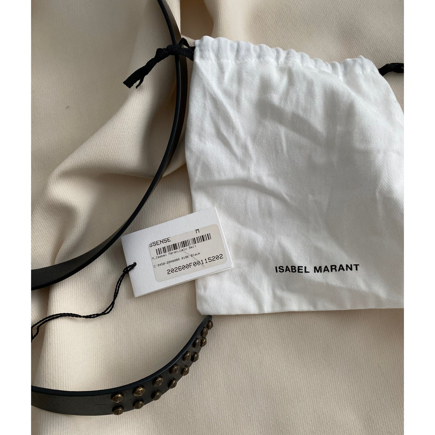 Isabel Marant "Lelo" Studded Tie Belt in Black, size Medium (fits like size Small)