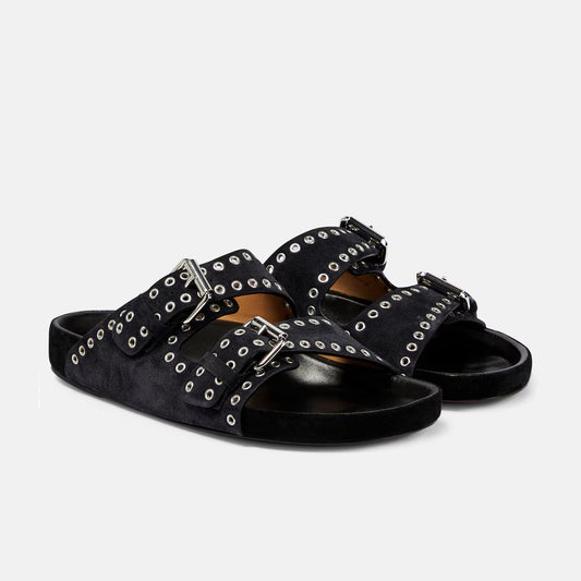 Claquettes Isabel Marant Lennyo en noir délavé, taille 35