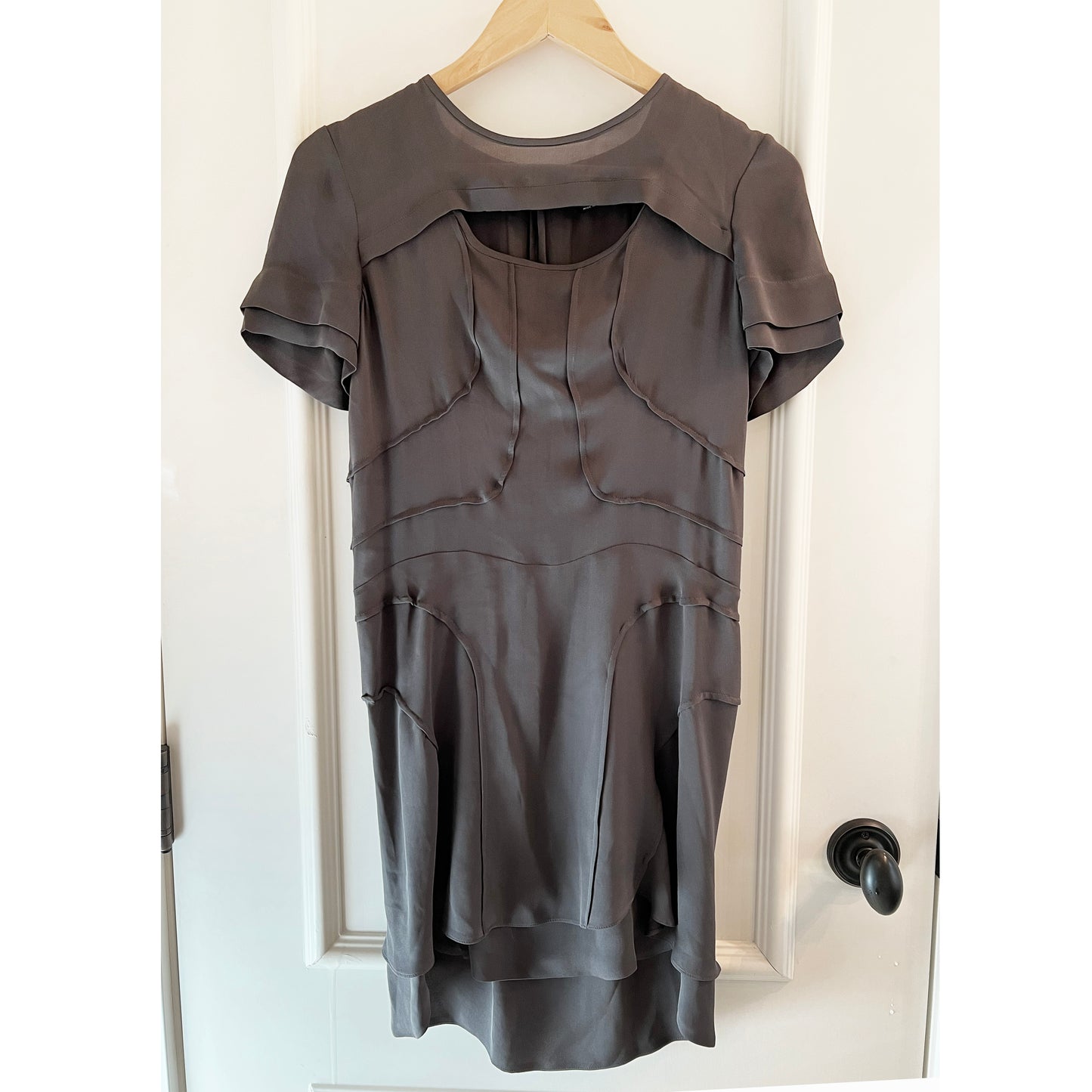 Isabel Marant "Madlyn" grey silk seamed mini dress, size 36 (fits size 0/2)