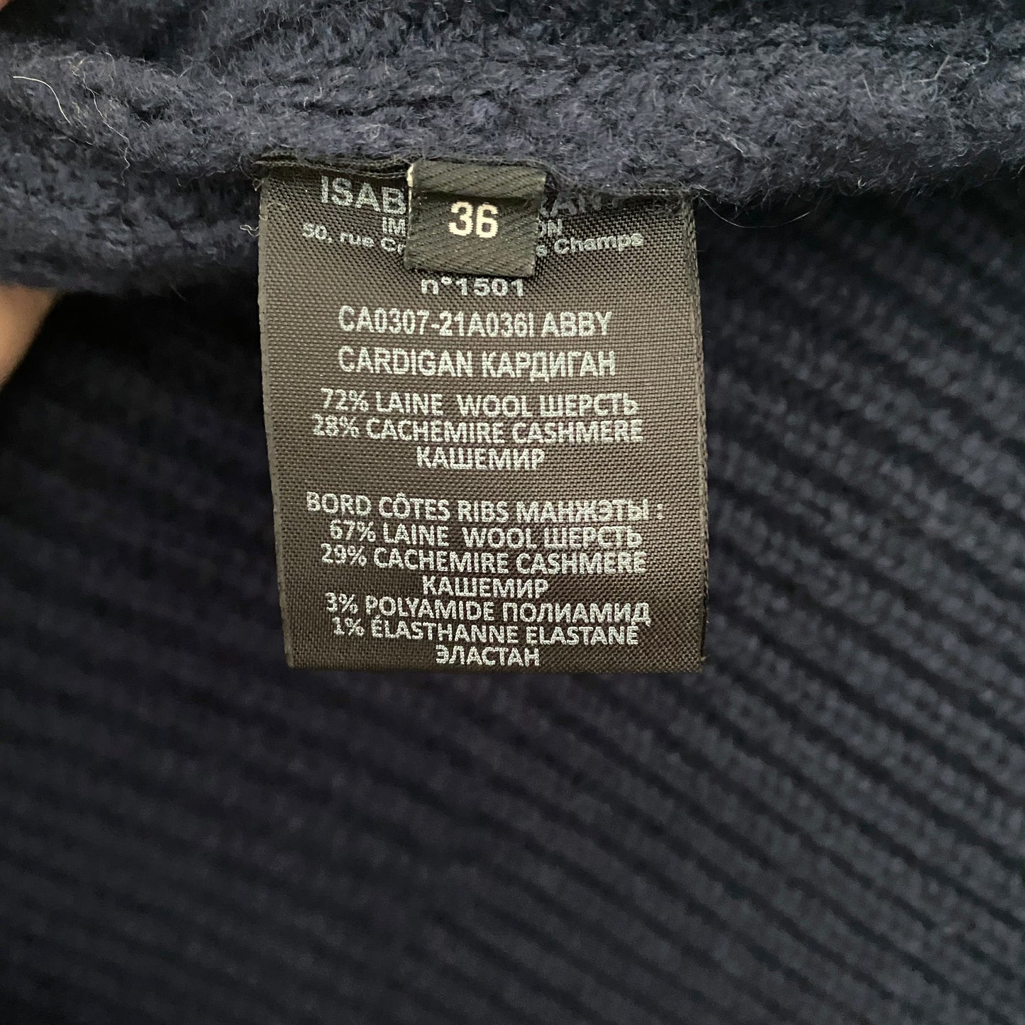 Isabel Marant Cardigan zippé « Abby » sur le devant, taille 36