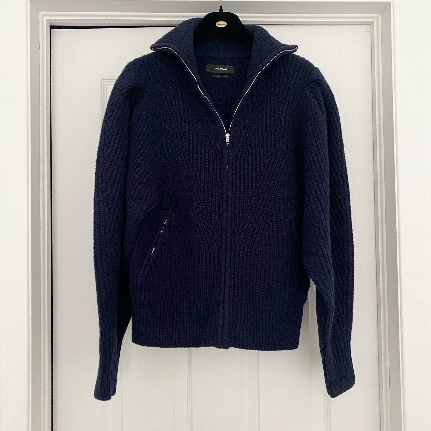 Isabel Marant "Abby" Zip-Front Cardigan in Navy, size 36