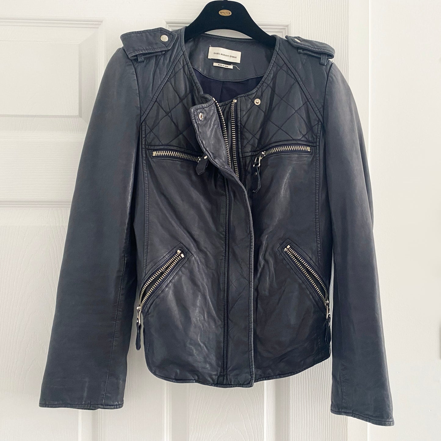 Isabel Marant Etoile "Kady" Leather Jacket in Navy, size 36 (like a 2/4)