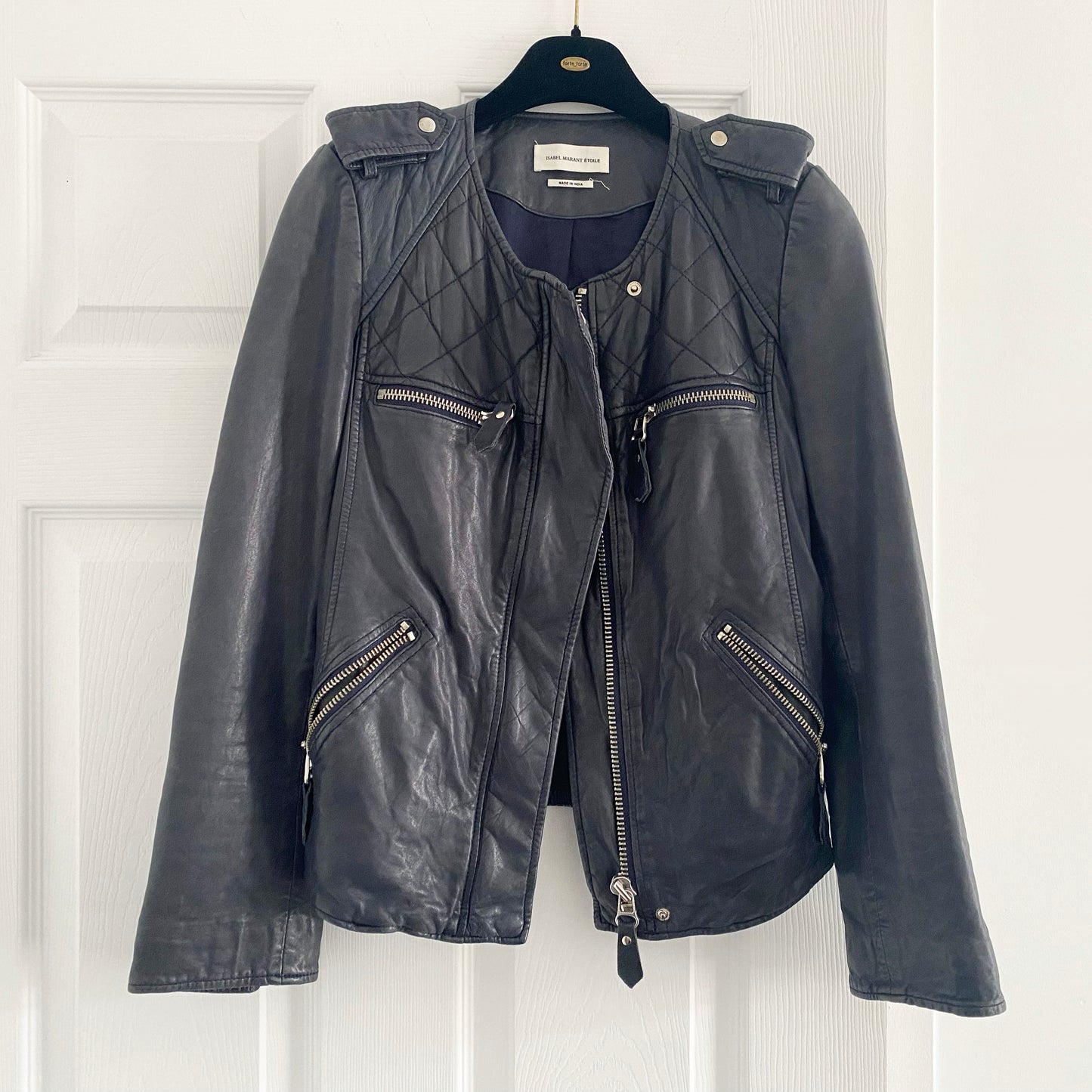 Isabel Marant Etoile "Kady" Leather Jacket in Navy, size 36 (like a 2/4)