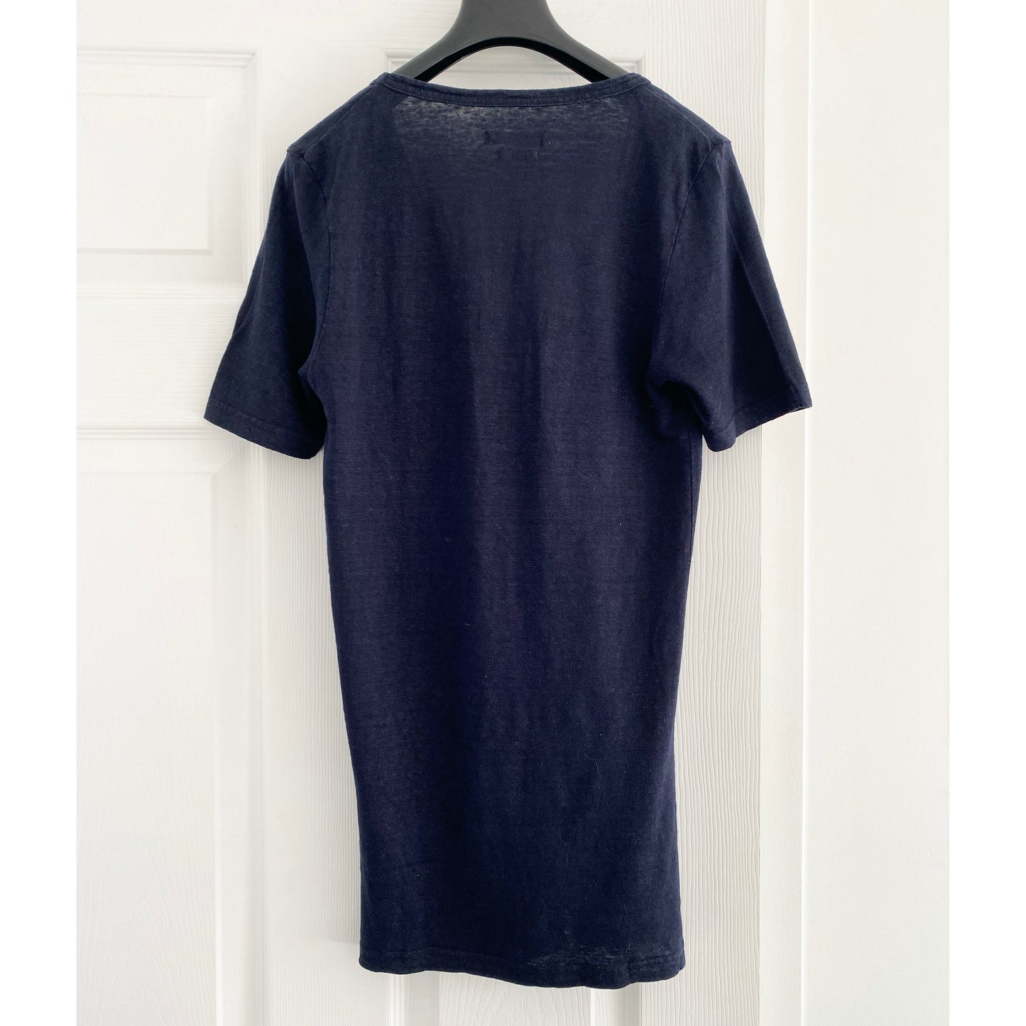 Isabel Marant Etoile "Kranger" V-Neck Linen Tee in Navy, size XS