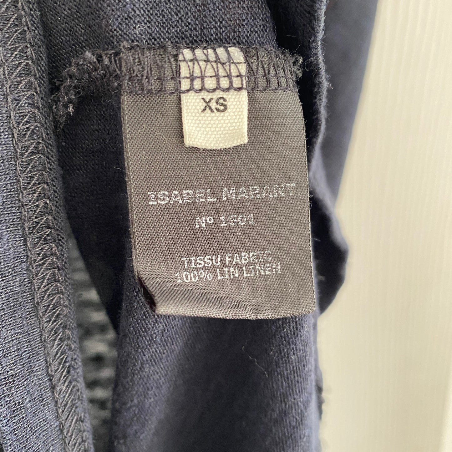 Isabel Marant Etoile "Kranger" V-Neck Linen Tee in Navy, size XS