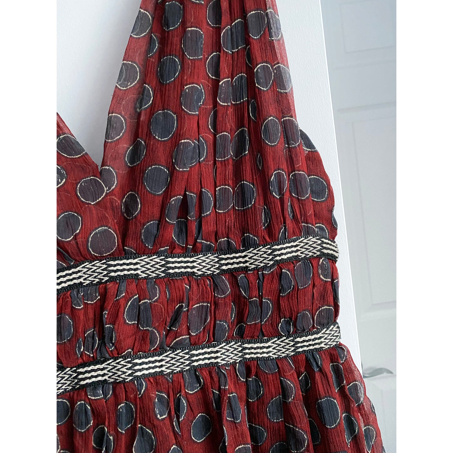 Robe à pois en soie bordeaux Isabel Marant Etoile, taille 40