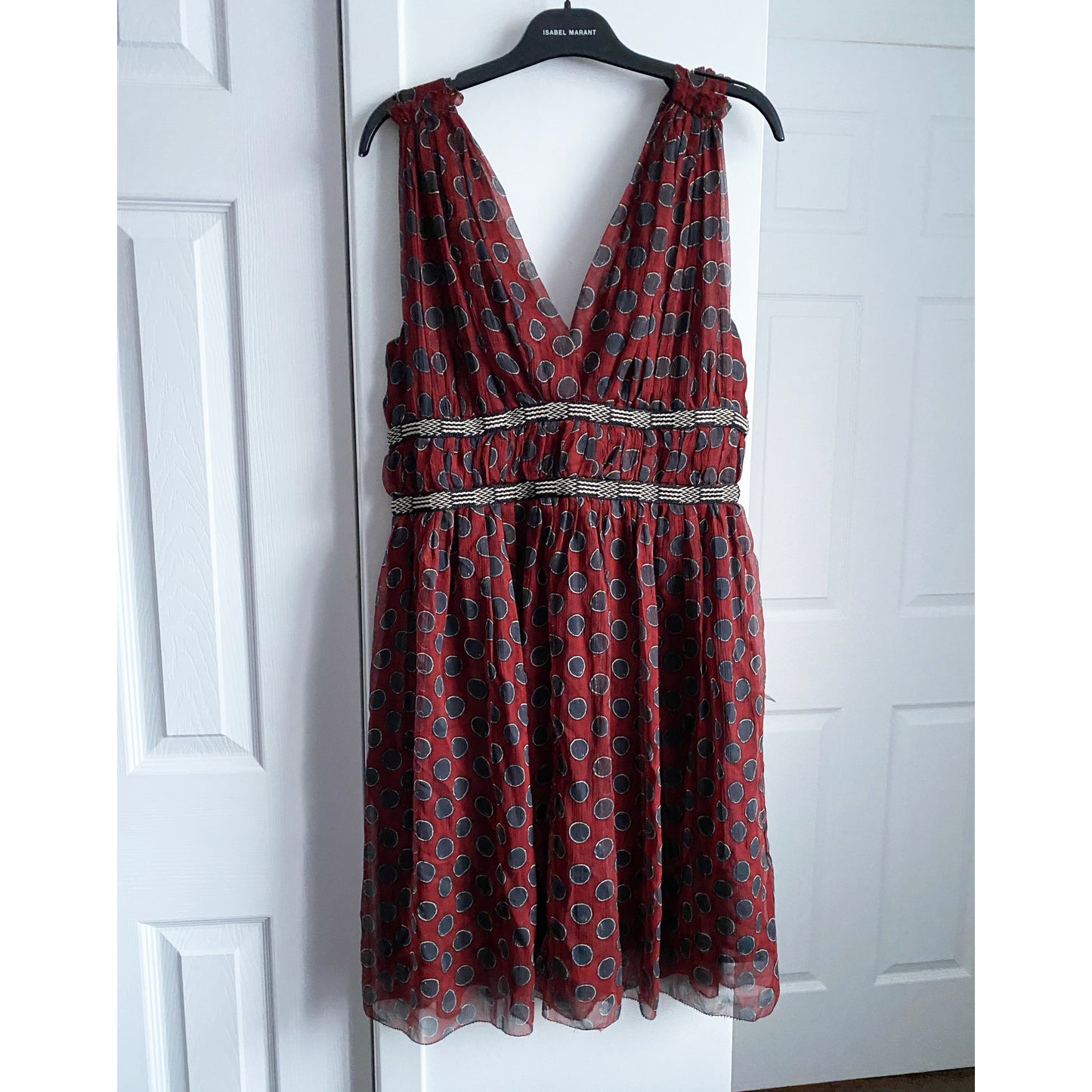 Robe à pois en soie bordeaux Isabel Marant Etoile, taille 40