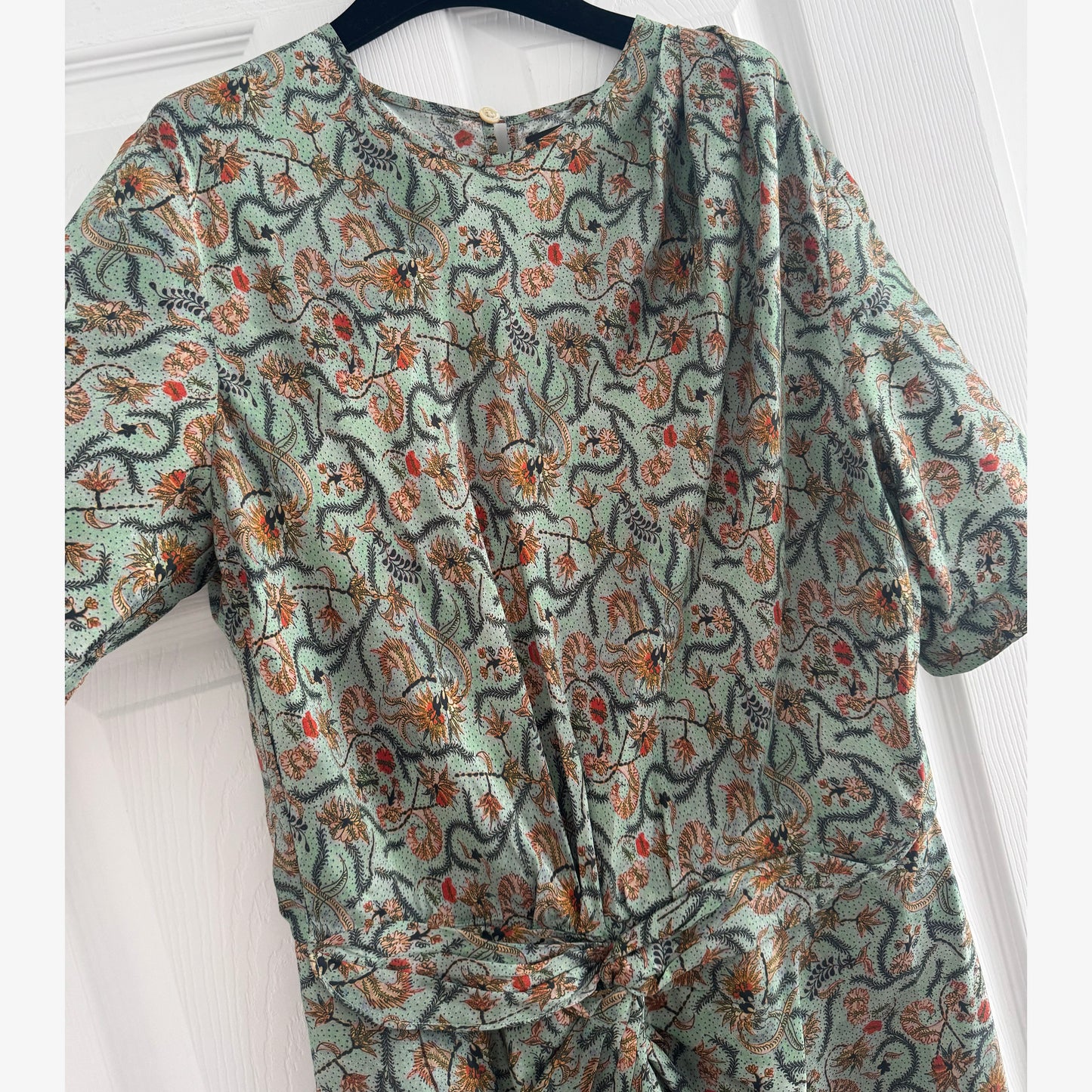 Isabel Marant "Rehora" Printed Green Silk Dress, size 42 (fits size 8)