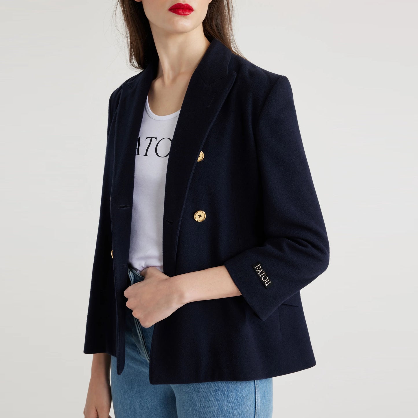 Patou "Iconic" Double Breasted Jacket in Navy, size 40FR (fits US 4/6)