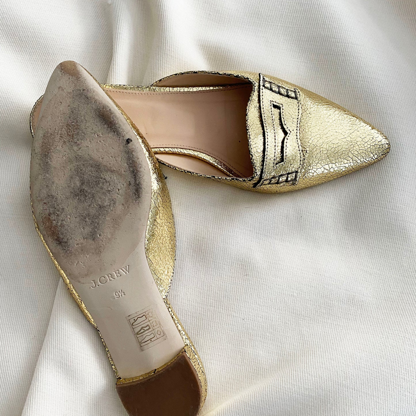 J Crew Gold Mules, size 9.5