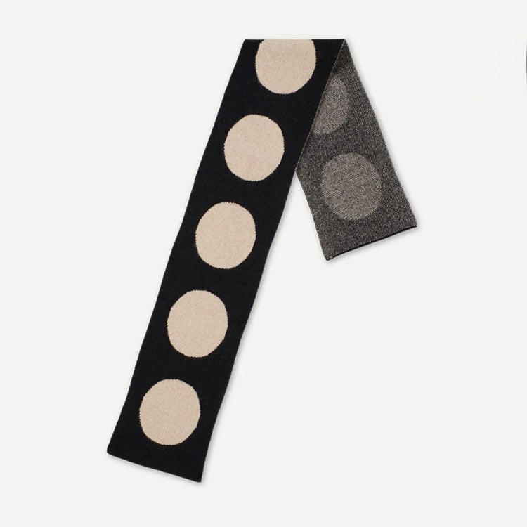 Jo Gordon Small Spot Scarf in Black/Ivory