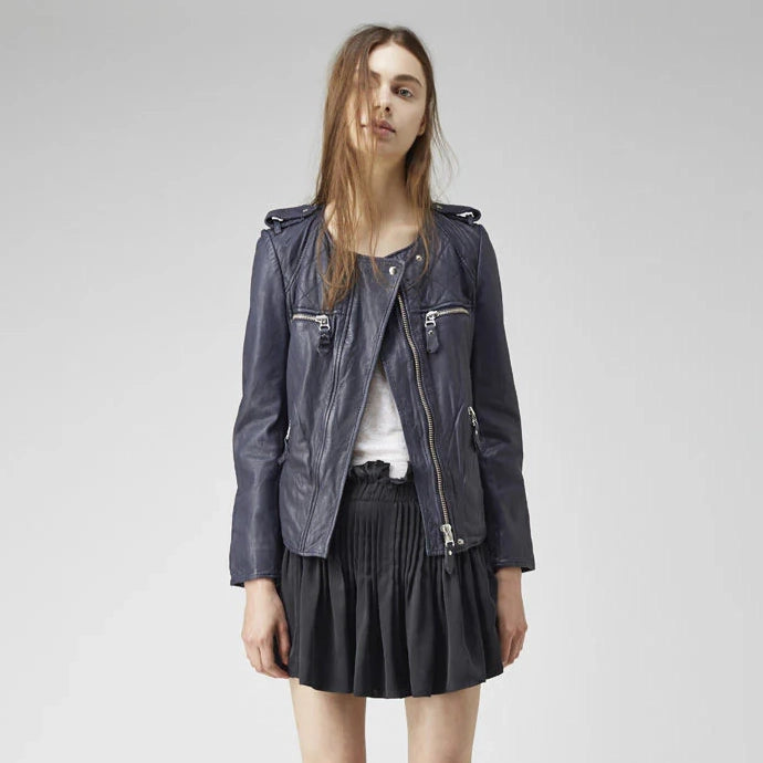 Isabel Marant Etoile "Kady" Leather Jacket in Navy, size 36 (like a 2/4)