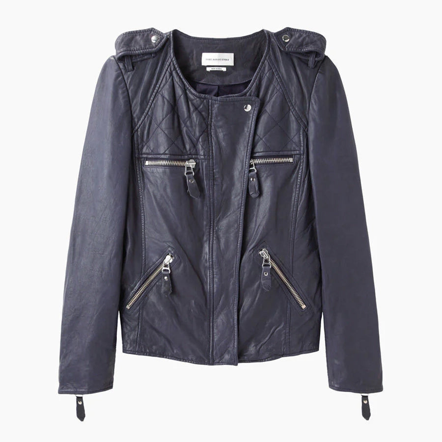 Isabel Marant Etoile "Kady" Leather Jacket in Navy, size 36 (like a 2/4)