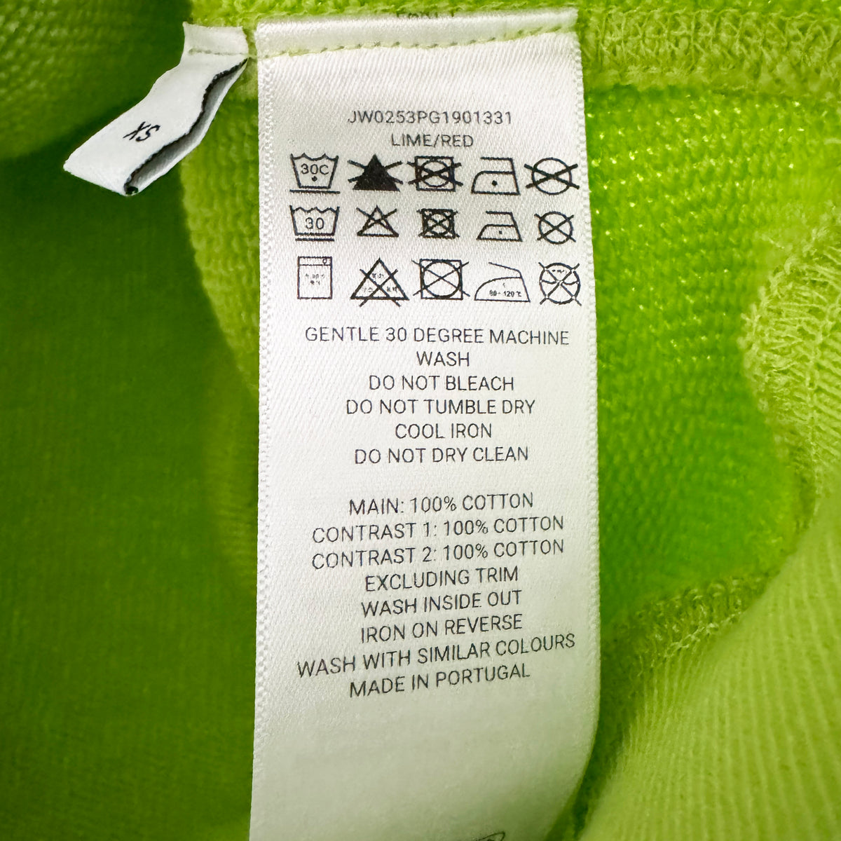 J.W. Anderson Contrast Collar Sweatshirt in Lime/Red, size XS