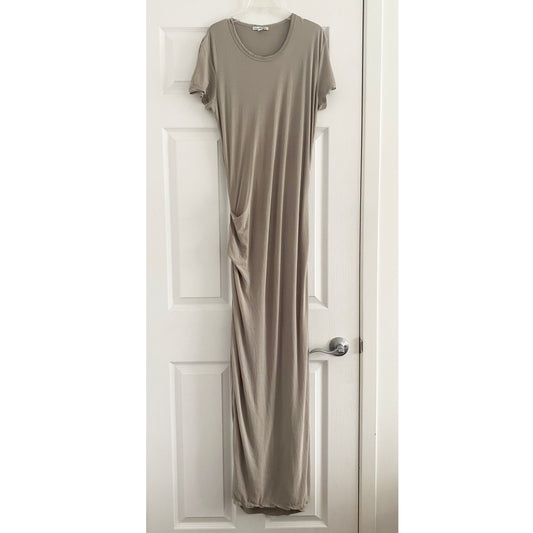 James Perse Long Fitted Jersey Dress in Putty, size 3